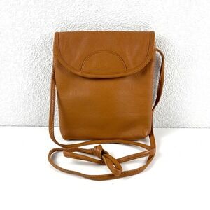 Barganza Eco-Trend Crossbody Bag Womens Small Tan Leather Map Lining VIntage